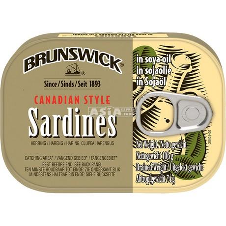 BRUNSWICK Sardines in Soya Oil 106g | BRUNSWICK 豆油沙丁鱼罐头 106g