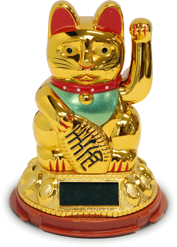 招财猫 金色 太阳能充电 12cm | Lucky Cat Gold Solar 12cm