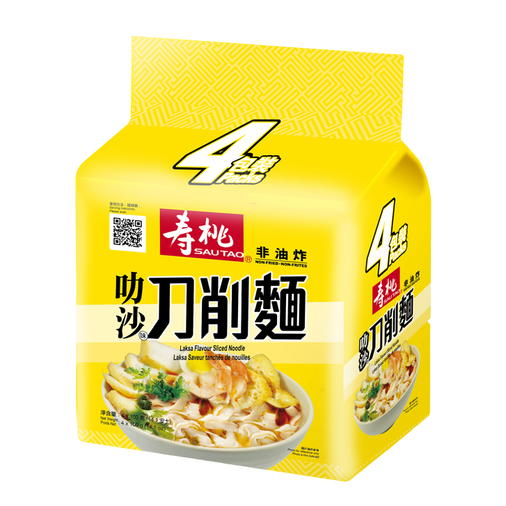 寿桃 叻沙刀削面 400g丨Sau Tao Sliced Noodle – Laksa Flavour 400g