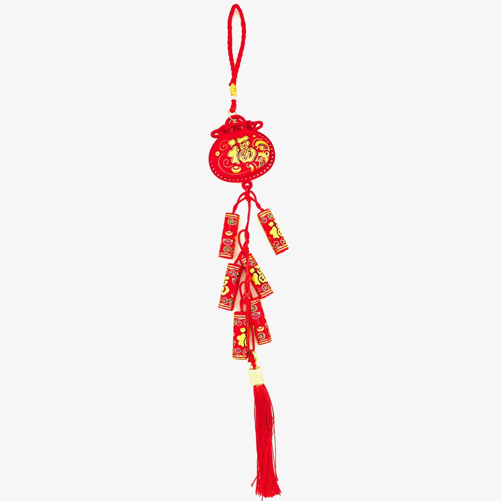 Chinese knot Six Firecrackers 50*10cm | 中国结 毛毡中国结挂6头红炮 50*10cm