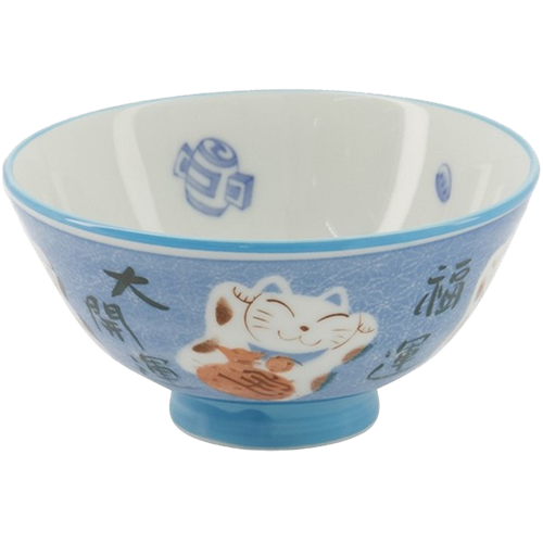 JP Tokyo Design Studio Kawaii Bowls Lucky Cat Blue 300ml | 日本 东京设计招财猫碗 300ml