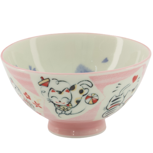 JP Tokyo Design Studio Kawaii Bowls Lucky Cat Pink 300ml | 日本 东京设计招财猫碗 粉色 300ml