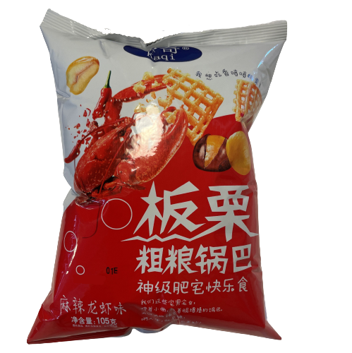 Kaqi Rice Cracker Spicy Crayfish Flavour 105g | 卡奇 板栗粗粮锅巴 麻辣龙虾味 105g