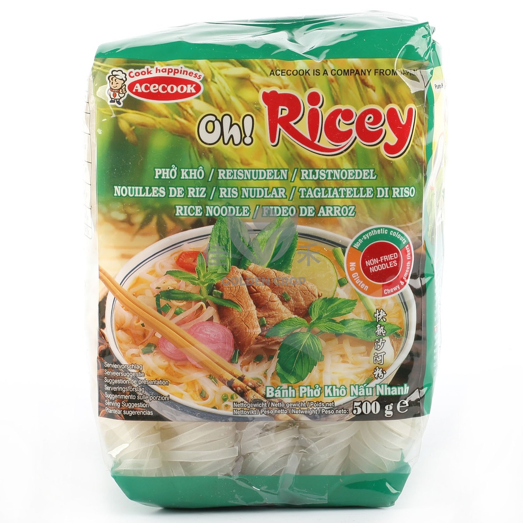 Oh Ricey 越南米粉 宽 500g | Acecook Oh Ricey Rice Noodle (Pho kho) 500g