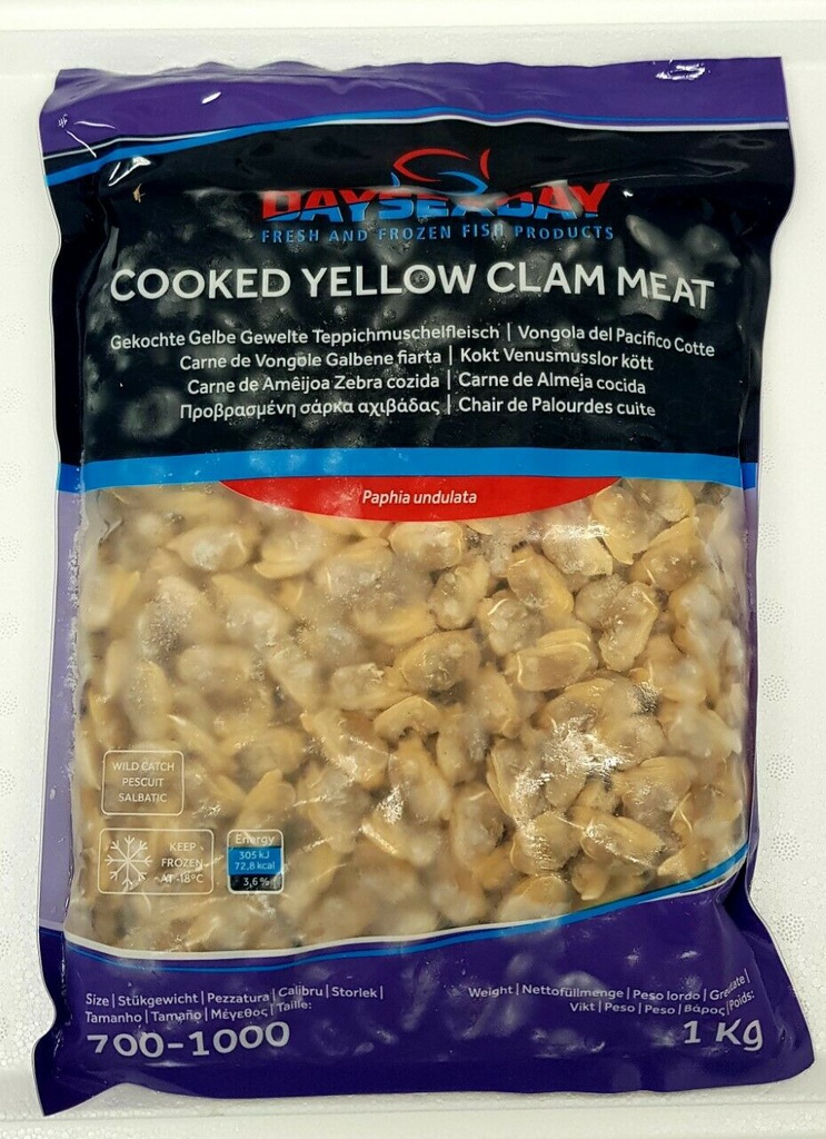 Dayseaday Frozen Cooked Yellow Clam Meat  1000+ 1kg | 冷冻 熟黄蚬子肉 1kg