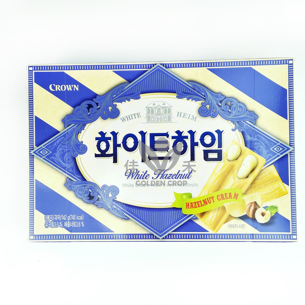 KR Crown Heim Premium Wafer White Chocolate 142g | 韩国 克丽安 榛子白巧克力威化饼 142g