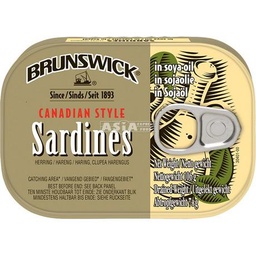 [20246] BRUNSWICK Sardines in Soya Oil 106g | BRUNSWICK 豆油沙丁鱼罐头 106g