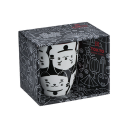 [70456] TOKYO DESIGN Studio Mug Lucky Cat Black/White - 380ml. | TDS 马克杯 黑白色幸运猫纹 礼盒装 380ml