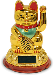 [70463] Lucky Cat Gold Solar 12cm | 招财猫 金色 太阳能充电 12cm