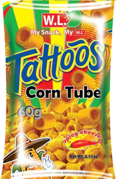 [61505] W.L Tattoos Corn Tube Spicy Cheese 88g | W.L Tattoos 玉米筒 辛辣芝士味 88g