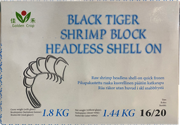 [81062] GC 16/20 黑虎大虾 (无头有壳) 1.8kg (净重 1.44kg) | GC Brand Black Tiger Shrimps 16/20 HLSO 1.8kg (1.44kg)