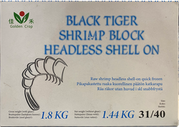 [81065] GC 31/40 黑虎大虾 (无头有壳) 1.8kg (净重 1.44kg) | GC Brand Black Tiger Shrimps 31/40 HLSO 1.8kg (1.44kg)