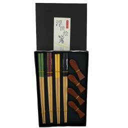 [70544] FSHZ Chopsticks (4 chopsticks + 4 chopstick rest) | 浮世绘著 筷子套装 （4双秋刀鱼筷+4双鱼形筷架）
