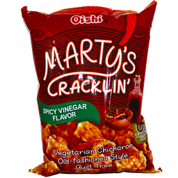 [62213] Oishi Martys Crackling Spicy & Vinegar Chicaron 90g | OISHI 油爆素猪皮 辣醋味 90g