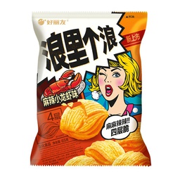 [62361] HLY Round Potato Chips Spicy Crayfish Flavor 65g | 好丽友 浪里个浪 麻辣小龙虾味 65g