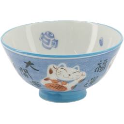 [70609] 日本 东京设计招财猫碗 300ml | JP Tokyo Design Studio Kawaii Bowls Lucky Cat Blue 300ml