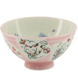 [70611] JP Tokyo Design Studio Kawaii Bowls Lucky Cat Pink 300ml | 日本 东京设计招财猫碗 粉色 300ml