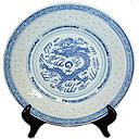 [70192] 青花瓷盘 [25cm] | NF Rice grain blue plate 25cm