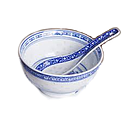 [70188] NF Rice grain blue & spoon set | 青花瓷 碗勺套装 /套