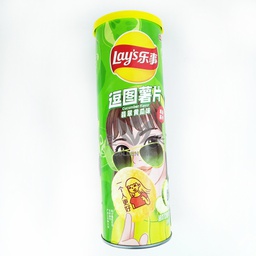 [60951] Lays Potato Chips Cucumber 104g | 乐事 薯片 黄瓜味(罐装) 104g